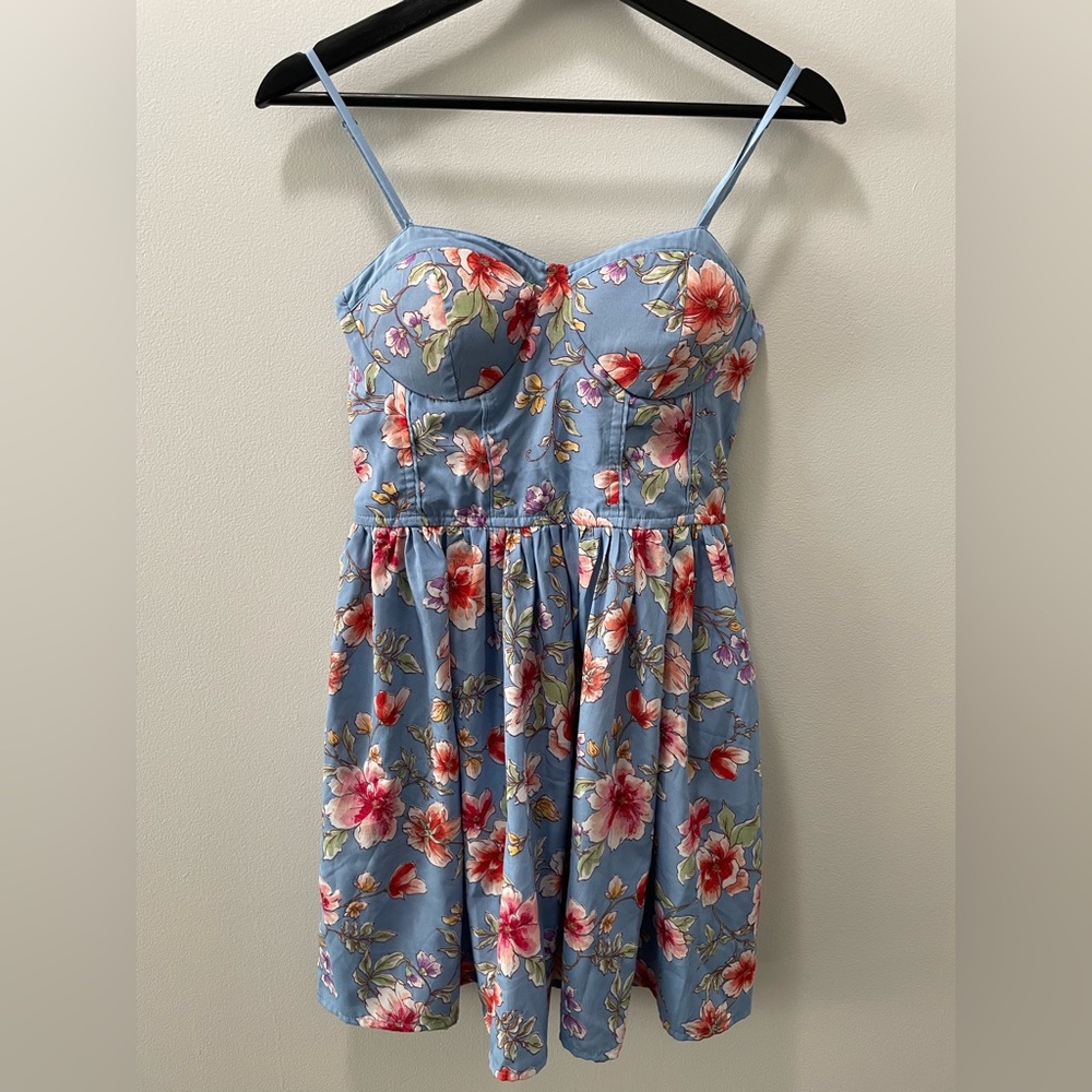 Floral Blue Spaghetti Strap Dress